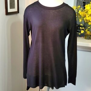 H & M, Black lightweight sweater. Oversized small, long sleeves. Minamalist goth